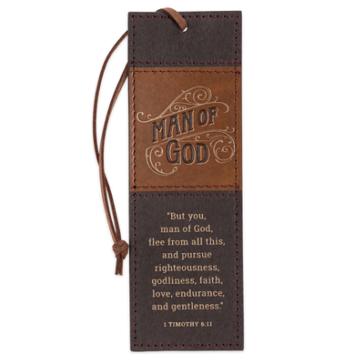 Man of God faux leather bookmark with 1 Timothy 6:11